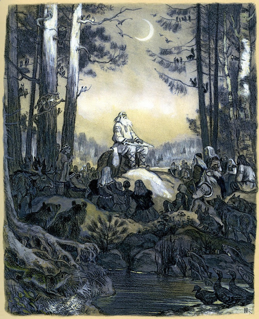 Kalevala - Vainamoinen plays a kantele, by Nicolai Kochergin Εικονογράφηση για την φινλανδική Καλεβάλα του Nicolai Kochergin