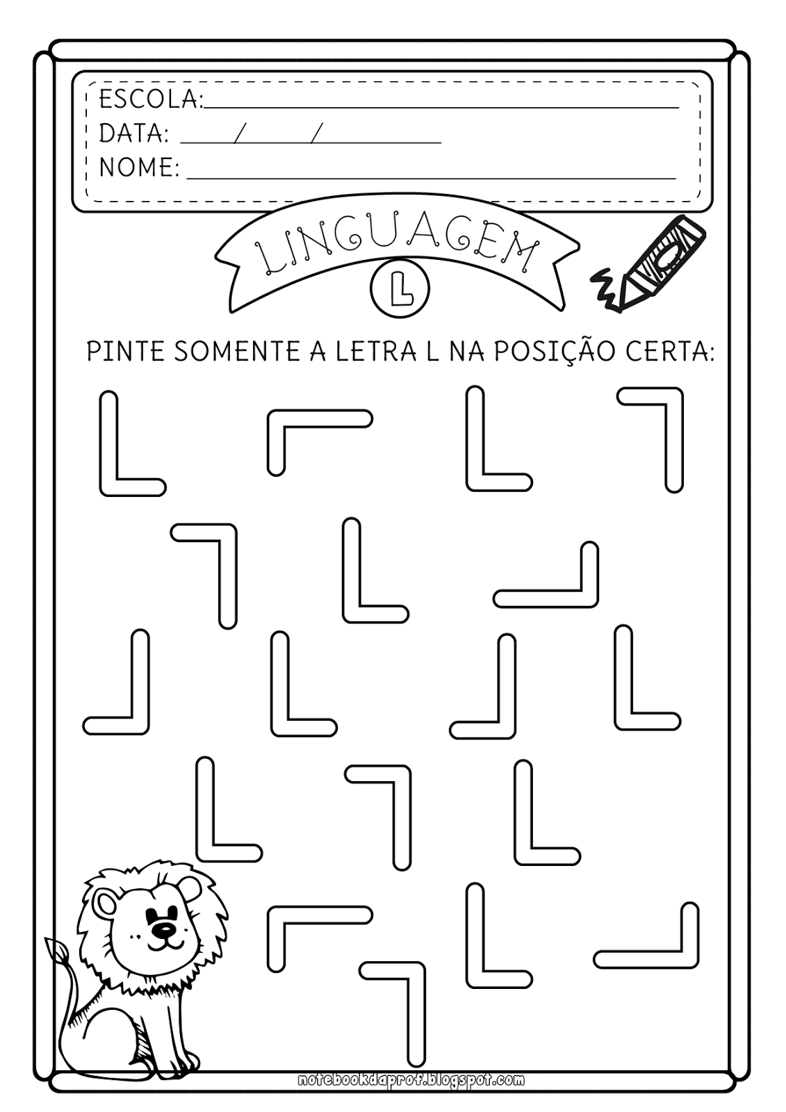 Notebook da Profª Atividades Letra L Reconhecimento Gráfico e Fonético Notebook da Profª Atividades Letra L Reconhecimento Gráfico e Fonético