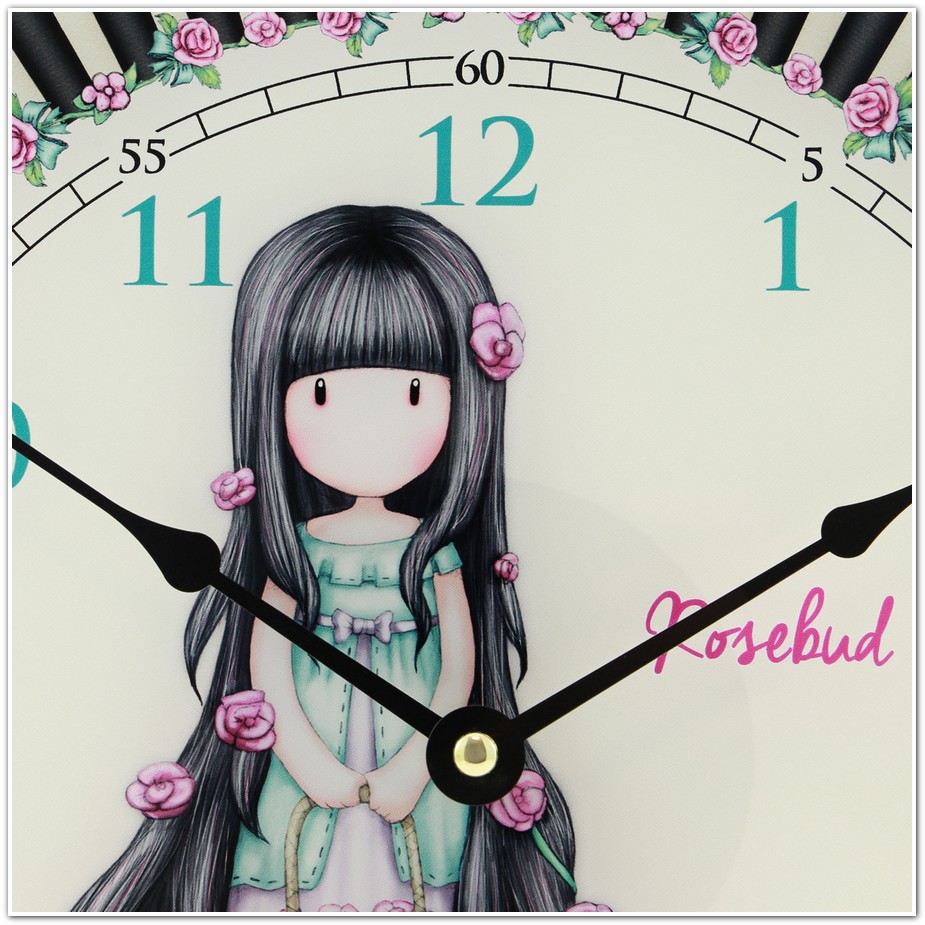 Santoro Gorjuss Rosebud feketefehér csíkos üveg falióra