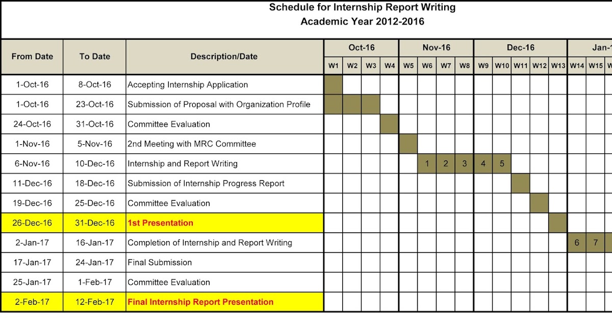 Schedule of Internship Report Writing - Mekong Training Center