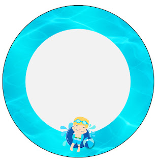 Fiesta en la Piscina para Niño Rubio: Etiquetas para Candy Bar para Imprimir Gratis. Toppers o etiquetas de Fiesta en la Piscina para Niño Rubio para imprimir gratis.