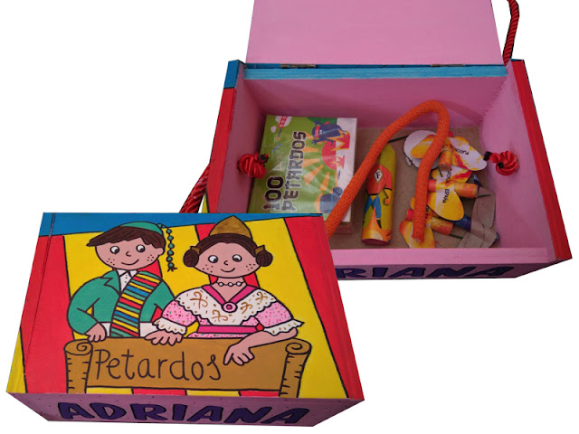 Caja de madera para petardos Caja de madera para petardos personalizada pintada a mano