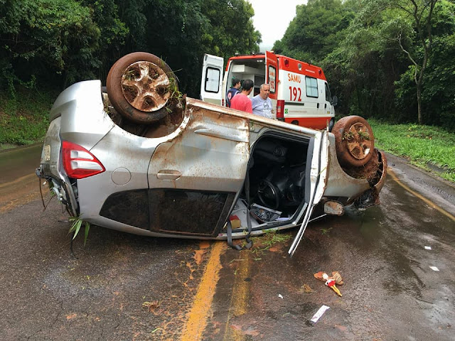 Manoel Ribas: Motorista perde controle da direção e capota veículo na PR-487