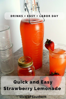 Quick and Easy Strawberry Lemonade: Savor the last days of summer with this DELICIOUS drink! Slice of Southern