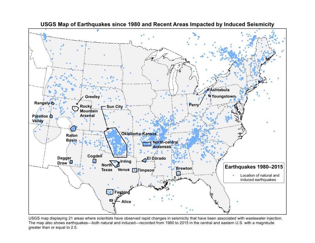 been 226 earthquakes of magnitude 3 0 and larger in the central u s region to date the largest earthquake located near several active injection wells been 226 earthquakes of magnitude 3 0 and larger in the central u s region to date the largest earthquake located near several active injection wells