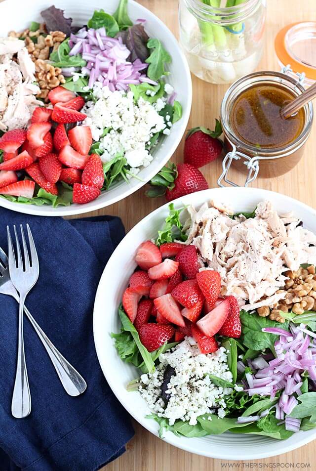Strawberry Chicken Salad with Maple Balsamic Vinaigrette