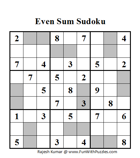 Even Sum Sudoku (Daily Sudoku League #56)