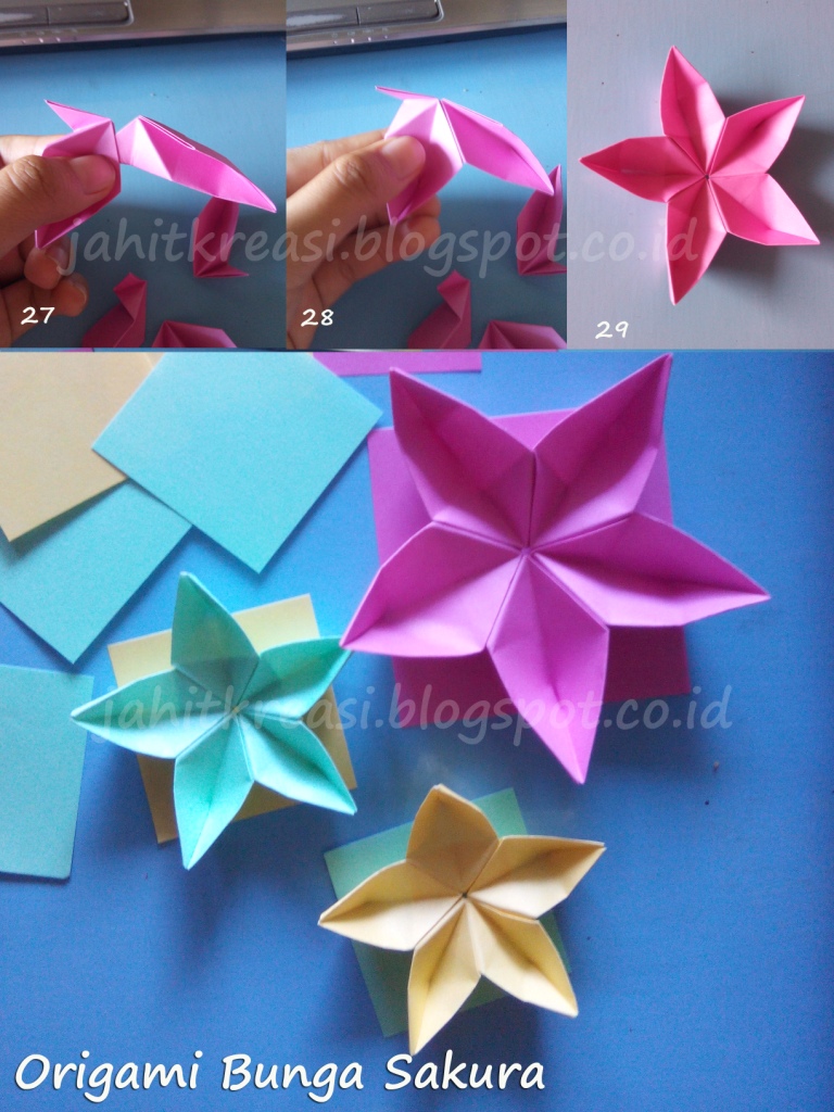 Cara Membuat Origami  Bunga Sakura Berbagi Tutorial  Aneka 