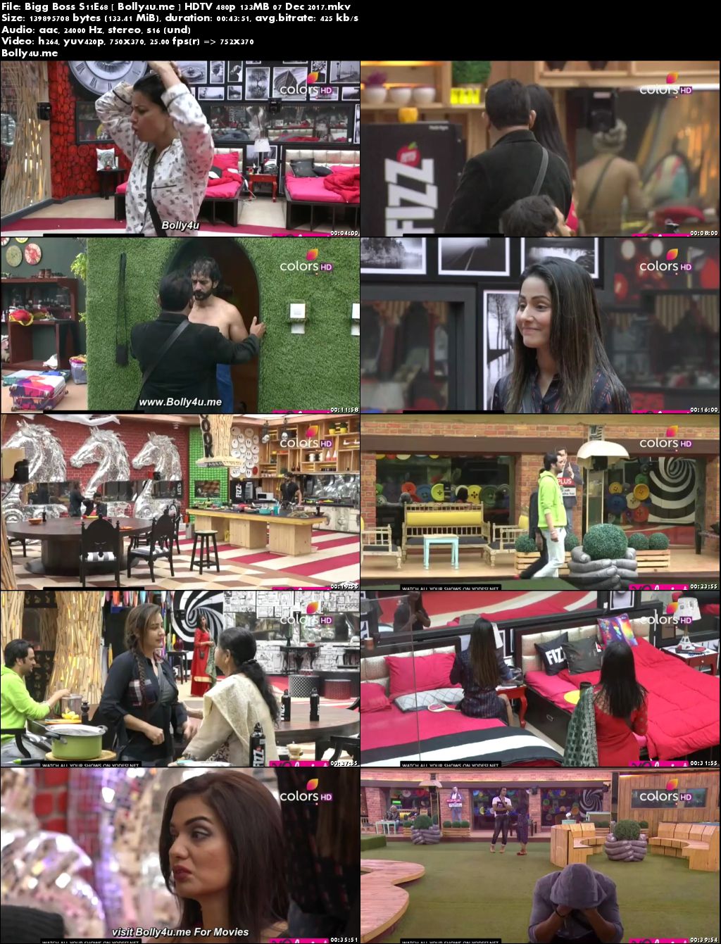 Bigg Boss S11E68 HDTV 480p 130MB 07 Dec 2017 Download