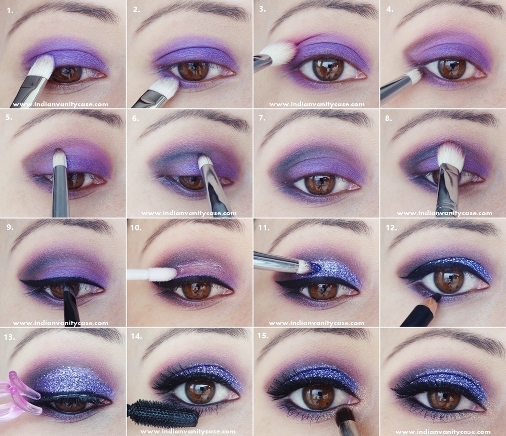 Indian Vanity Case Purple Glitter Eye Makeup Tutorial