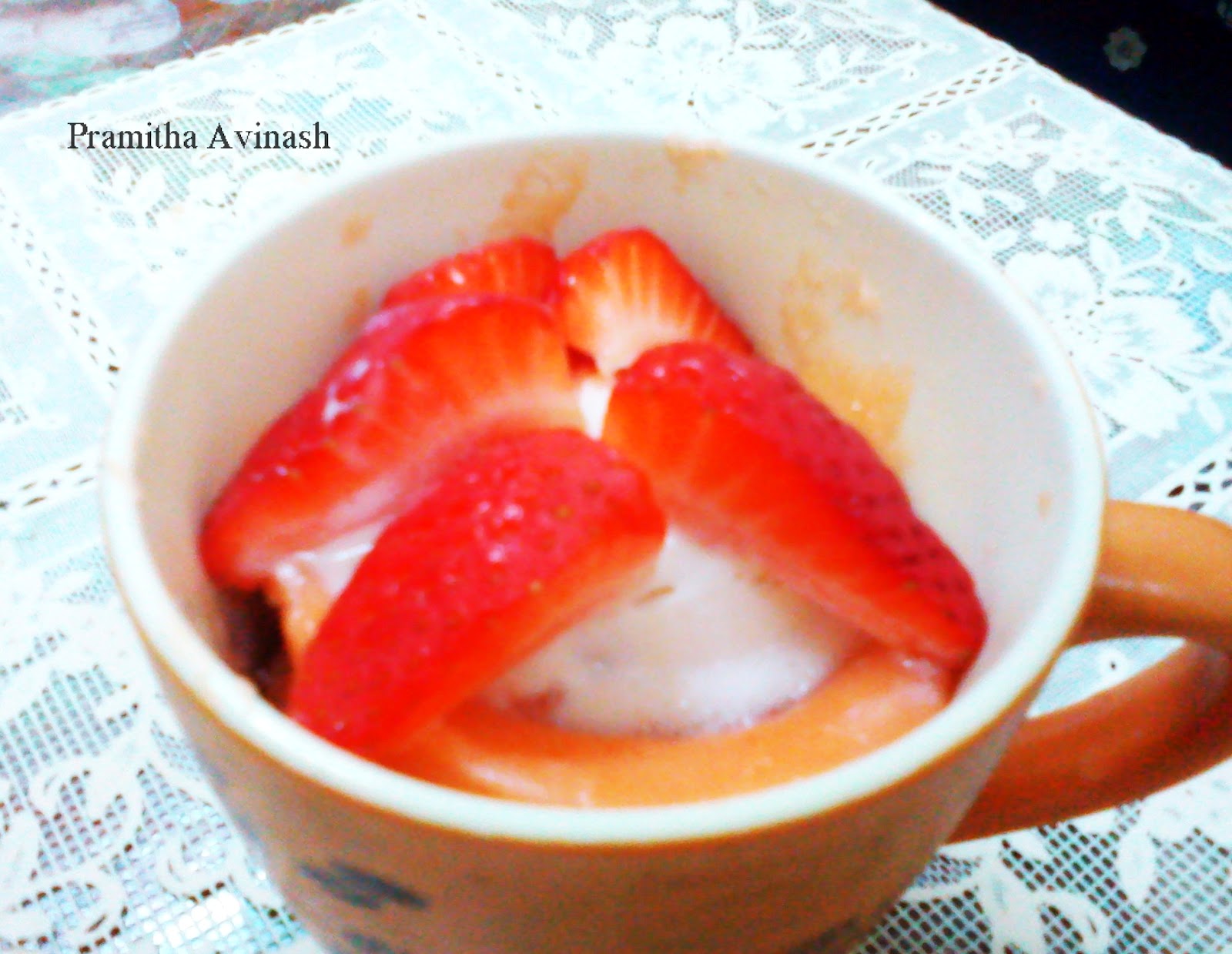 Pramitha Love Cooking!!!!! Strawberry yogurt mug cake