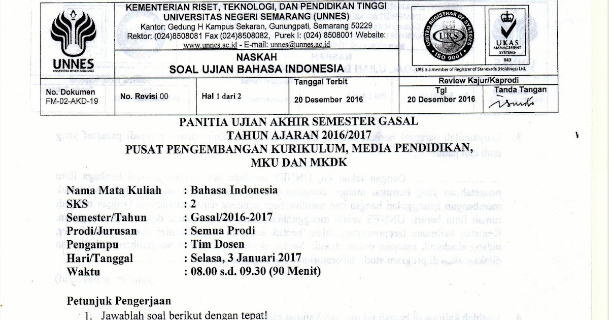 KUMPULAN SOAL UAS MKU TAHUN 2017 Departemen B Hima KUMPULAN SOAL UAS MKU TAHUN 2017 Departemen B Hima