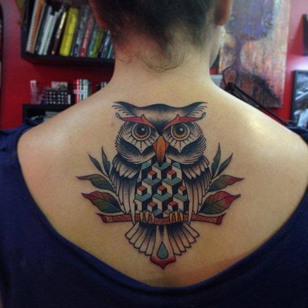 owl back tattoo owl back tattoo