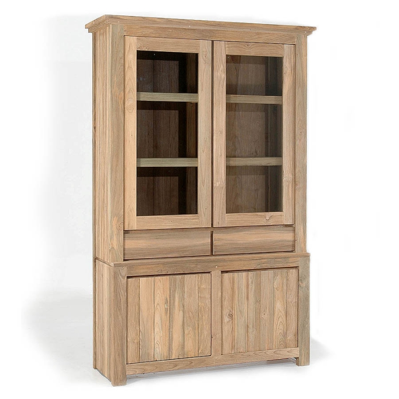 Teak Wood Home Furniture And Outdoor Wicker Garden This Two Unit Teak Wood Display Cabinet With Glass Doors In The Upper Section Feature A 2 And 4 Drawers For Storage
