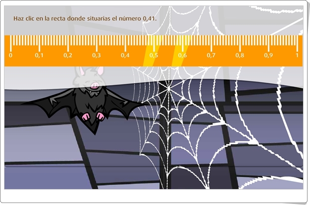 "Representar números decimales" en la recta (Juego de Matemáticas de Primaria)