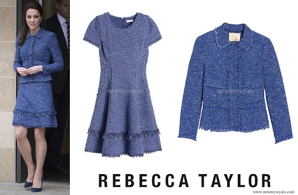 Kate Middleton wore Rebecca Taylor Sparkle Tweed Ruffle Dress and Jacket