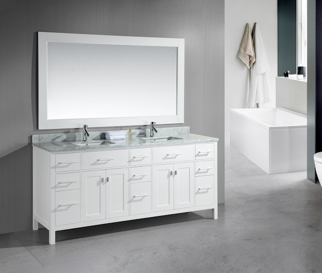 78 inch Contemporary Double Sink Bathroom Vanity Set White Finish
