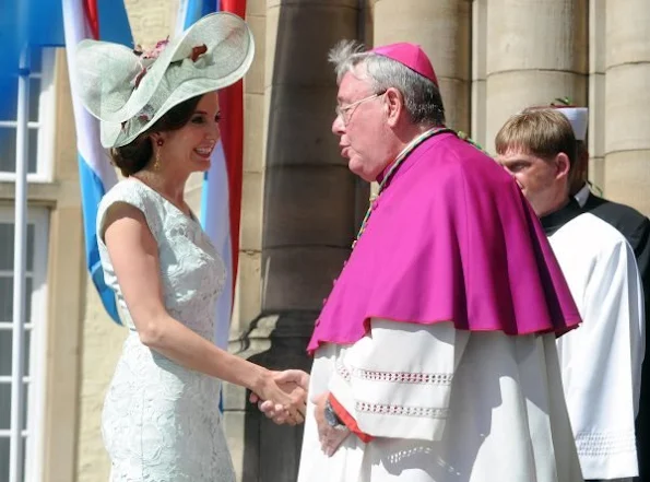 Members of the Grand Ducal Family of Luxembourg attended Te Deum Church Service, Maria Teresa, Grand Duke Guillaume and Grand Duchess Stephanie, Prince Louis and Princess Tessy, Prince Félix and Princess Claire