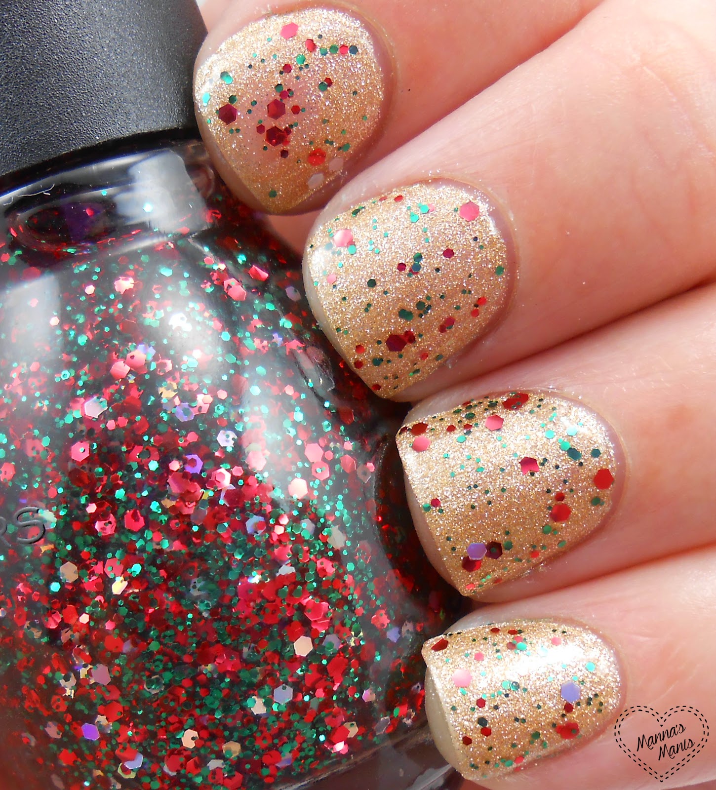 sinful colors holiday rebel, a christmas colored glitter nail polish