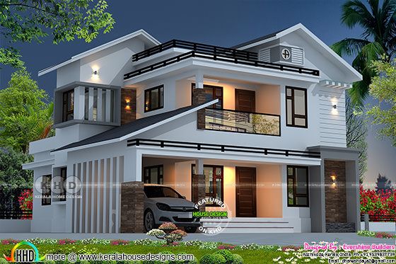 4 bedroom 2879 square feet mixed roof home rendering