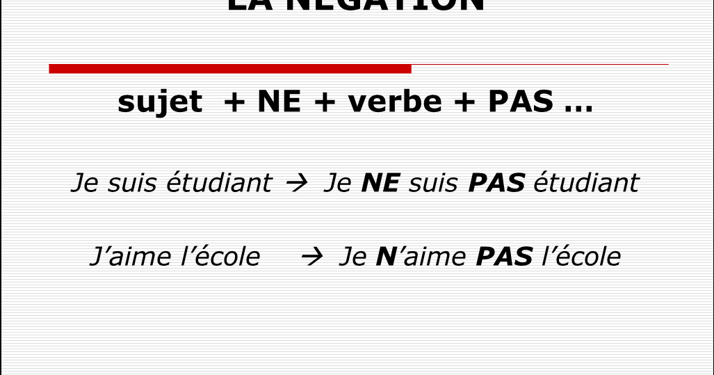 Français niveau débutant: La négation