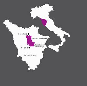 Map of Tuscany & Donna Laura wines Castelnuovo Berardenga