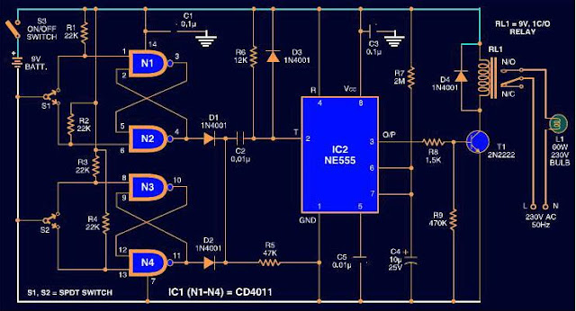 Automatic Staircase Lighting Circuit Diagram