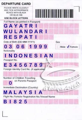 kartu keberangkatan (departure card)