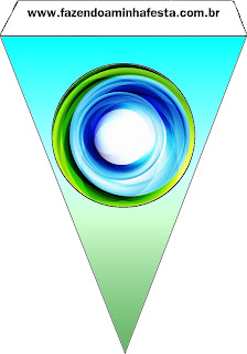Azul y Verde: Imprimibles Gratis para Fiestas. Banderines de Azul y Verde para imprimir gratis.