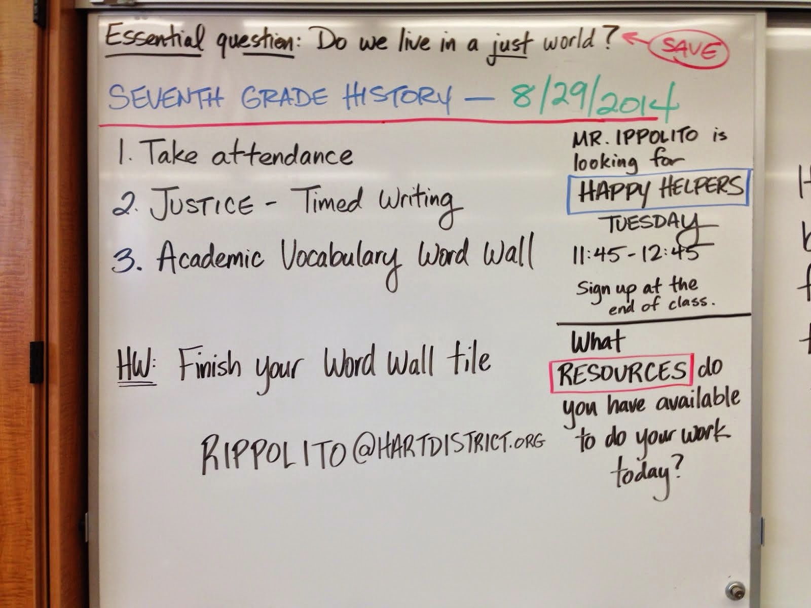 Timed Writing and AV Word Wall Tiles 8/29/14