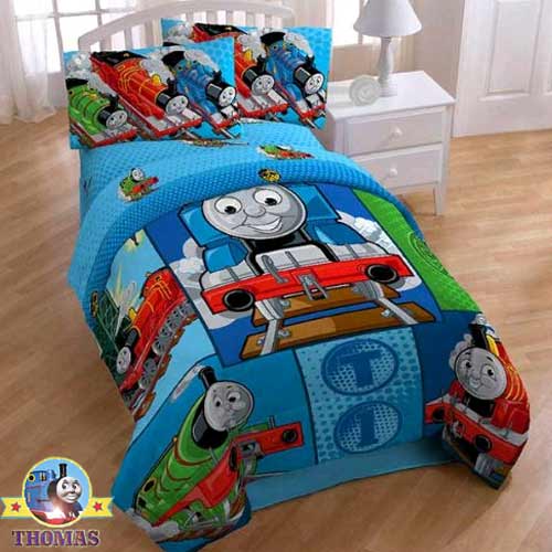 Double Bed Duvet Cover Set Thomas The Tank Engine Patch Train Blue