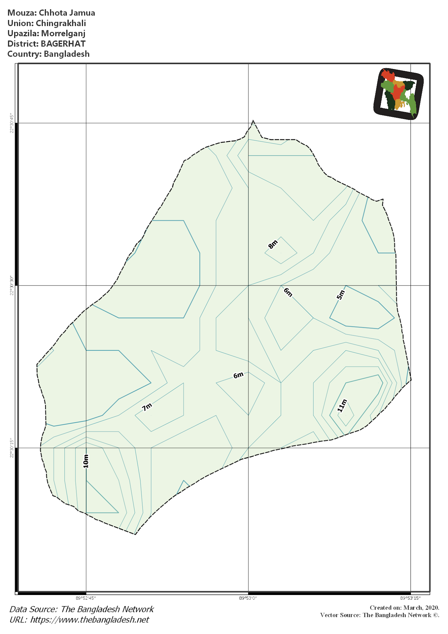 Map of Chhota Jamua Mouza of Morrelganj Upazila, BAGERHAT Map of Chhota Jamua Mouza of Morrelganj Upazila, BAGERHAT, Bangladesh.