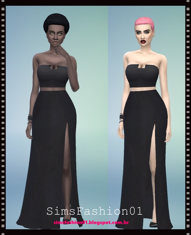 Sims Fashion01: Sims Fashion01 - Long Dresses (Slit Dress) The sims 4