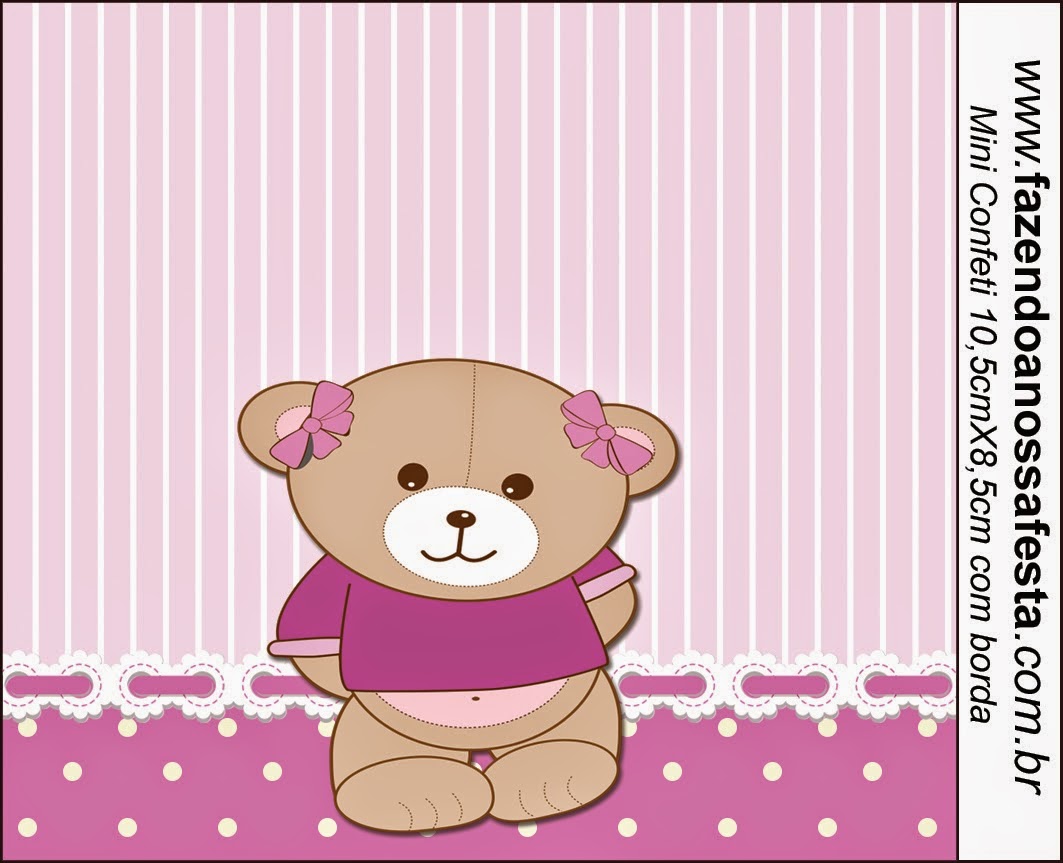 Cute Girl Bear in Lilac: Free Printable Candy Bar Labels. Cute Girl Bear in Lilac Free Printable Candy Bar Labels.