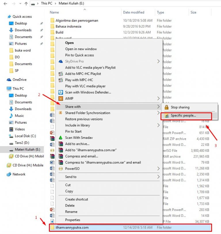 Gambar cara sharing file antar komputer