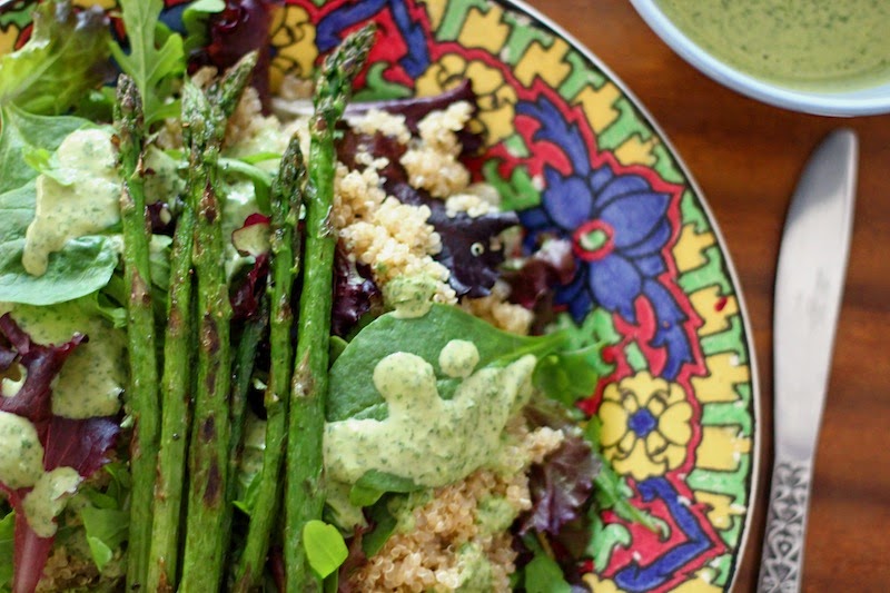 Quinoa & Asparagus Salad with Tahini Dressing