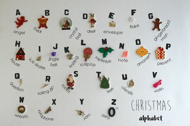 Christmas themed Language objects for ABC Alphabet I spy bag bottle by TomToy