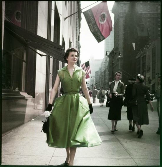 Women Modeling on the Sidewalk on Fifth Avenue in 1952 ~ Vintage Everyday