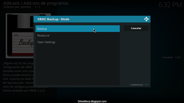 Elegimos la tarea Backup Elegimos la tarea Backup
