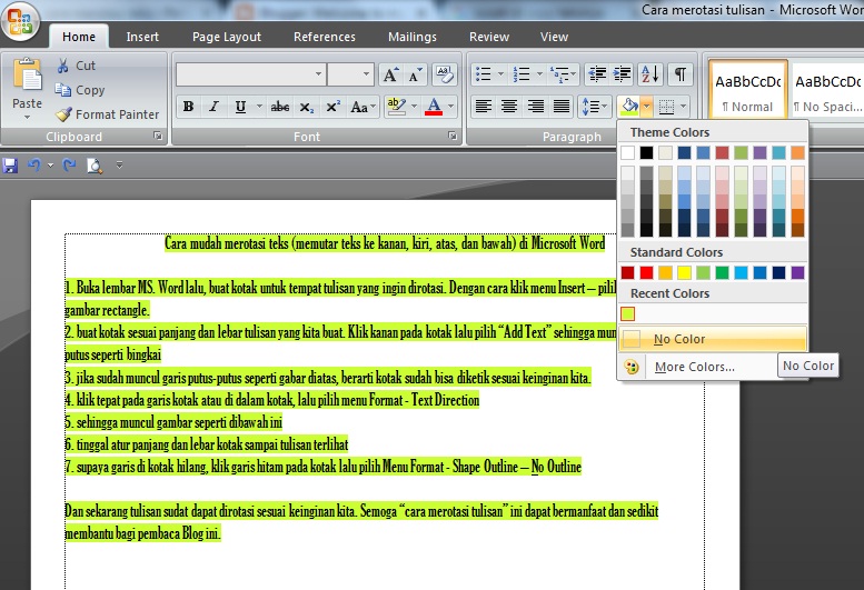 cara menghilangkan blok warna di word cara menghilangkan blok warna di word
