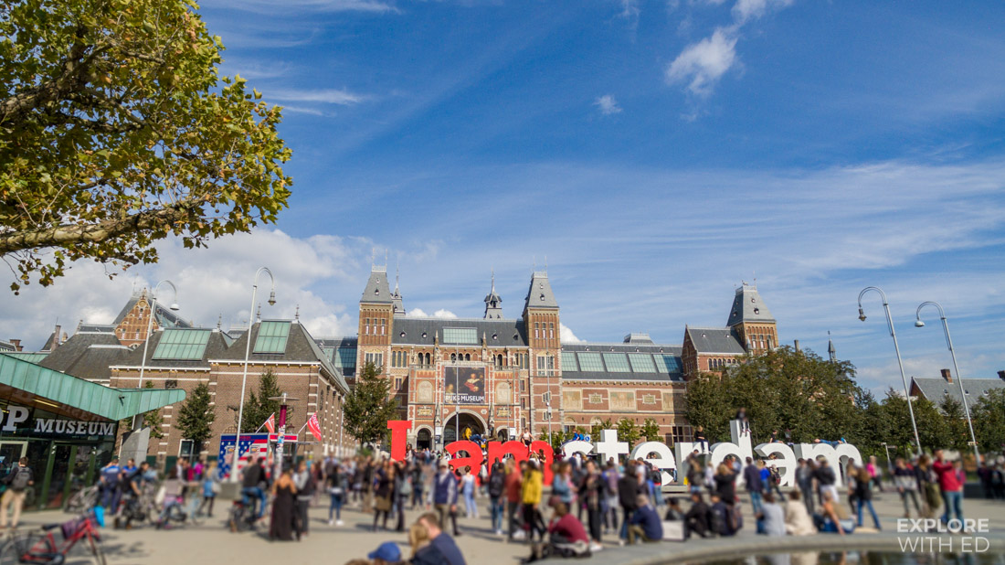 The I Amsterdam sign in Museum Square outside Rijksmuseum