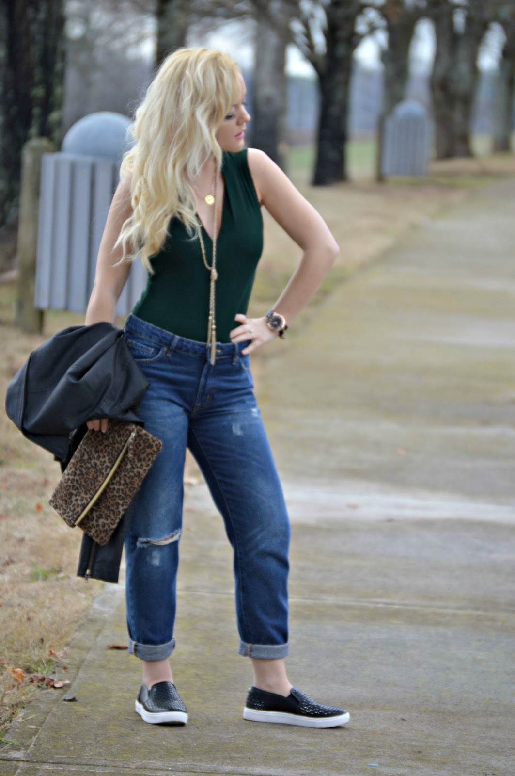 bodysuit with boyfriend jeans