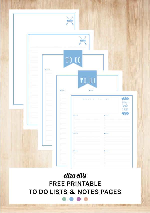 Free Printable To Do Lists & Notes Pages by Eliza Ellis