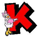Alfabeto de Mickey y sus amigos con letras rojas K.