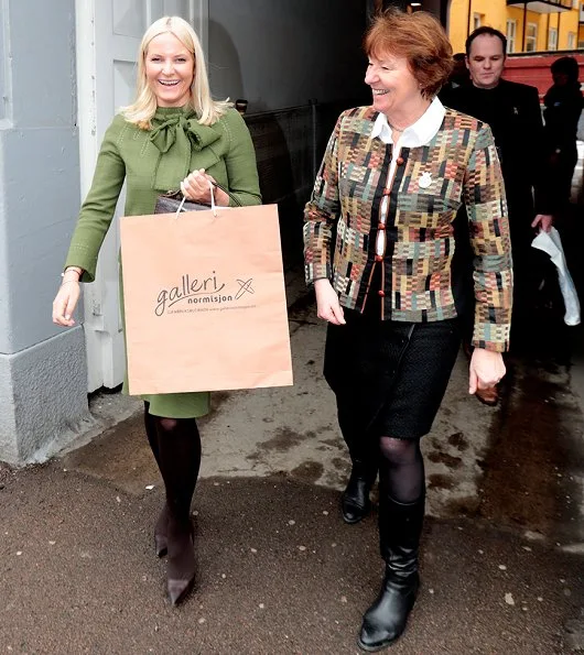 Crown Princess Mette Marit wore Christian Louboutin pumps, attended the opening of the Gallery Normisjon's Pilestredet recycling shop