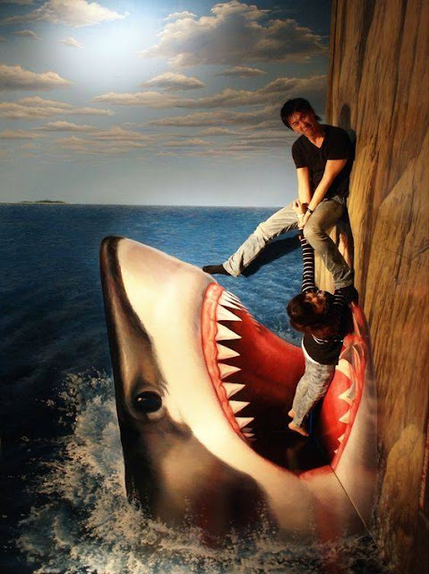 Realistic 3d floor designs with shark Realistic 3d floor designs with shark