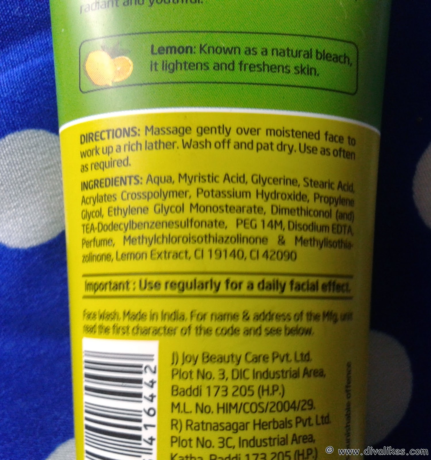 Joy Skin Fruits Fairness Face Wash Review Diva Likes