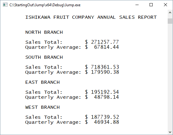 my c playground programming challenge 11 3 corporate sales data quarterly sales report