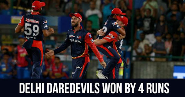 Delhi Daredevils won by 4 runs