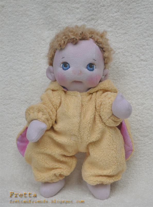 Fretta 12" jointed textile Baby Doll in a Bunny Suit. All Natural Soft